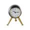 8.5" Black Aluminum Metal Orb Decorative Clock with White Clockface & Gold Tripod Legs